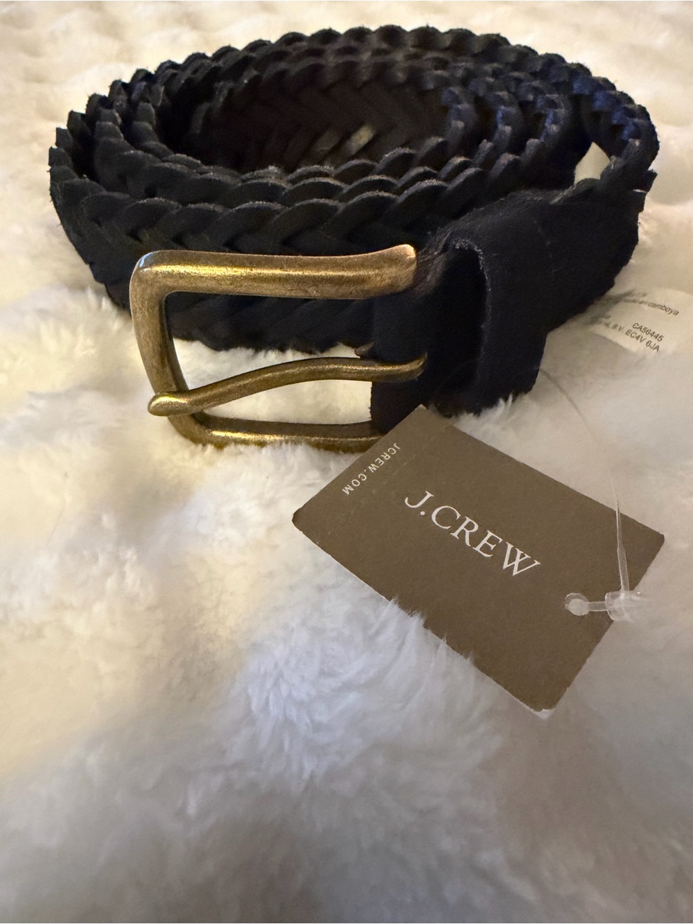 NWT J. Crew NAVY Braided Leather Belt with Antique Gold Buckle~M - Picture 3 of 5